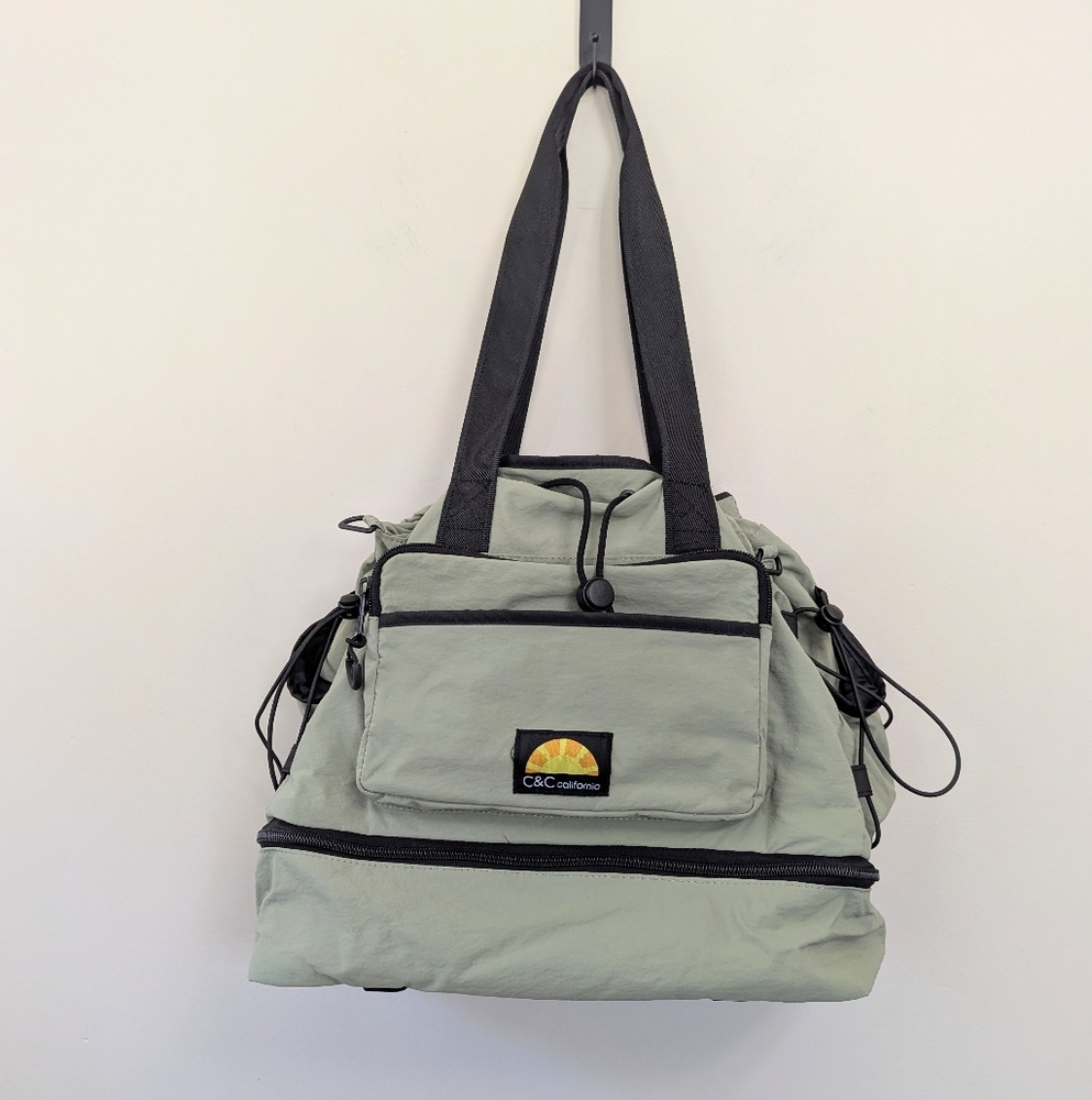 C&C‎ California Sage Green Nylon Travel Gym Laptop Duffle Bag